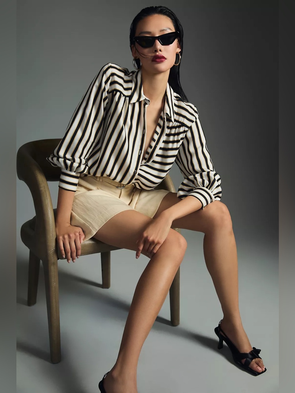 Maeve by Anthropologie Silky Striped Button Down Size XS